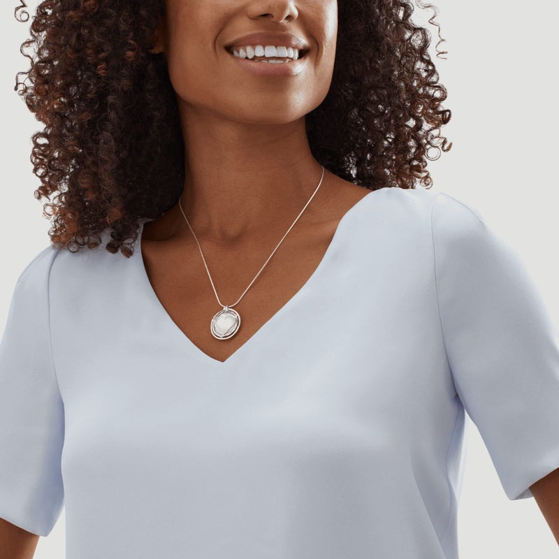 Silpada 'Lighthearted' Natural Mother-of-Pearl Heart Pendant Necklace in Sterling Silver, 18" + 2" - Image 4
